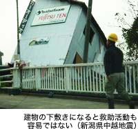 建物の下敷きになると救助活動も容易ではない（新潟県中越地震）